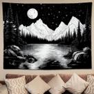 Tapeçaria para pendurar na parede Moonlit Mountain Lake 150cm x 130cm