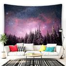 Tapeçaria para pendurar na parede Northern Lights Starry Sky Forest 150x130cm