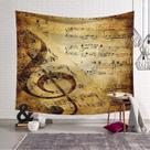 Tapeçaria para pendurar na parede Notas musicais vermelhas e douradas 150x130cm