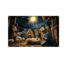Tapeçaria para pendurar na parede Presépio de Natal 180x110cm