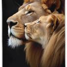 Tapeçaria para pendurar na parede Romantic Lion Couple 150x130cm poliéster