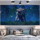 Tapeçaria para pendurar na parede Samurai Warrior 100x150cm poliéster