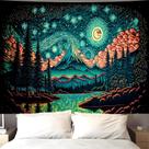 Tapeçaria para pendurar na parede Trippy Mountain Night 150 cm x 130 cm Tapeçaria para pendurar na parede Trippy Mountain Night 150 cm x 130 cm
