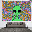 Tapeçaria para pendurar na parede Trippy Psychedelic Alien Design 150x130cm Tapeçaria para pendurar na parede Trippy Psychedelic Alien Design 150x130cm