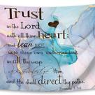 Tapeçaria para pendurar na parede Trust in the Lord Bible Verse 100x150cm