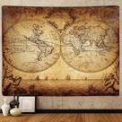 Tapeçaria para pendurar na parede Vintage World Map 150x130cm poliéster