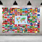 Tapeçaria para pendurar na parede World Flags Global Map 100x150cm Tapeçaria para pendurar na parede World Flags Global Map 100x150cm