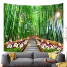 Tapeçaria, parede de bambu verde fresco, 150x130cm, microtecido Tapeçaria, parede de bambu verde fresco, 150x130cm, microtecido