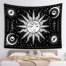 Tapeçaria pendurada na parede com mandala de sol e lua 150x130cm Tapeçaria pendurada na parede com mandala de sol e lua 150x130cm