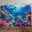 Tapeçaria pendurada na parede de tartaruga marinha subaquática 150 cm x 130 cm