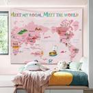 Tapeçaria pendurada na parede, desenho animado, mapa mundial de animais 150x130cm Tapeçaria pendurada na parede, desenho animado, mapa mundial de animais 150x130cm
