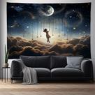 Tapeçaria pendurada na parede Lua e estrelas Surreal Night Sky 150x130cm