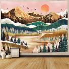 Tapeçaria pendurada na parede Mountain Sunset Forest Lake 150x130cm