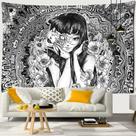 Tapeçaria pendurada na parede preta branca abstrata menina 150x130cm