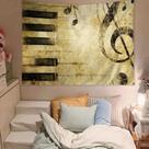 Tapeçaria Preto e Branco Piano Key Room 280x150cm Poliéster
