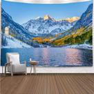 Tapeçaria Snow Mountain Lake Landscape 150x100cm Poliéster Tapeçaria Snow Mountain Lake Landscape 150x100cm Poliéster