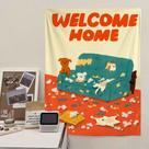 Tapeçaria Welcome Home Dog Cartoon Dogs no sofá 150x130cm Tapeçaria Welcome Home Dog Cartoon Dogs no sofá 150x130cm
