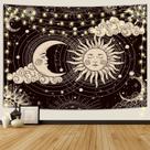 Tapeçaria Wonrizon Sol e Lua Estética Preta 150x150cm