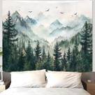 Tapeçaria Zussun Misty Forest Mountain Verde Sálvia 200x150cm Tapeçaria Zussun Misty Forest Mountain Verde Sálvia 200x150cm