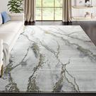 Tapete Abani Luna Cinza com Estampa de Mármore 91 x 152 cm