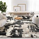 Tapete Abani Terra 61 x 91 cm Preto e Creme com Estampa Abstrata