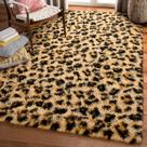 Tapete Amearea Fluffy Leopard Print 100% poliéster 90x150cm cáqui
