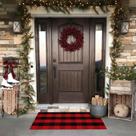 Tapete ao ar livre Bottalive Christmas Plaid 60x130cm vermelho e preto