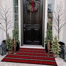 Tapete ao ar livre Bottalive Christmas Plaid 70x110cm vermelho e preto