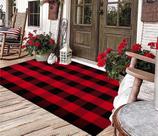 Tapete ao ar livre BUAGETUP Christmas Checkered 90x150cm Vermelho Preto
