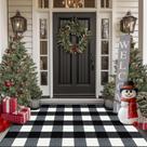Tapete ao ar livre FONEYI Buffalo Plaid 90x150cm preto e branco Tapete ao ar livre FONEYI Buffalo Plaid 90x150cm preto e branco