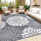 Tapete ao ar livre Ileading 183x274cm impermeável reversível cinza