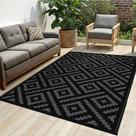 Tapete ao ar livre sarben Palha de plástico impermeável 120x180cm Preto Cinza