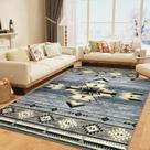 Tapete Area B BENRON Western para sala de estar 150 cm x 210 cm cinza