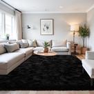 Tapete Area Beglad Soft Fuzzy, preto moderno e minimalista de 6 x 9 pés