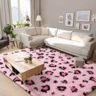 Tapete Area BENRON Living Room Kids Room 150x240cm Rosa Leopardo