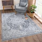 Tapete Area Bloom Caria Laváveis Antiderrapantes 240x300 cm Cinza/Azul