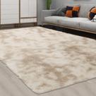 Tapete Area CAROMIO Fluffy, 9 x 12 pés, bege, taupe, pele sintética, felpuda
