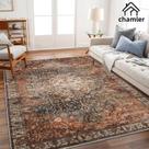 Tapete Area Chamler Boho Medallion envelhecido, 6 x 9 pés, lavável