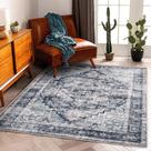 Tapete Area CHAMPLANT azul escuro vintage lavável 90x150cm