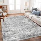 Tapete Area CHAMPLANT Lavável 160x230cm Cinza Vintage Floral