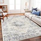 Tapete Area CHAMPLANT Lavável Floral Azul Vintage 160x230cm