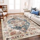 Tapete Area CHAMPLANT Vintage Lavável 180x270cm Bege Azul