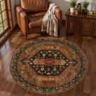 Tapete Area Ciicool Lavável Vintage Oriental 90 cm redondo
