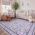 Tapete Area Collive Purple Floral 150x210cm Lavável à máquina Tapete Area Collive Purple Floral 150x210cm Lavável à máquina