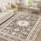 Tapete Area Cotiled Sala de estar vintage 160x200cm marrom escuro
