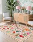 Tapete Area CRYPTOLITE Boho Lavável 120x180cm Floral Bege