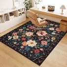 Tapete Area DUKINO Floral 120 x 180 cm, pêlo baixo, antiderrapante, lavável