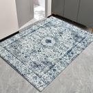 Tapete Area Easy-Going de 3 x 5 pés, lavável, antiderrapante, azul creme