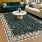 Tapete Area Hazo Haus Verde Escuro Oushak 150x210cm Lavável