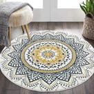 Tapete Area HEBE, lavável, redondo, 120 cm, antiderrapante, vintage boho